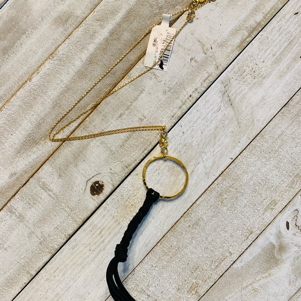 MHART 18k Fringe Hoop Vegan Leather Necklace Michael Hartney